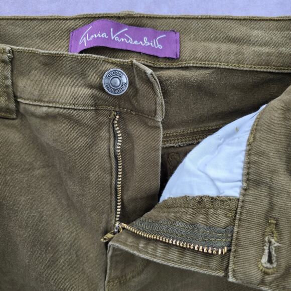 Gloria Vanderbilt Green Straight Taper Denim Short Jeans Cotton Bottom Pants 10S - Picture 6 of 8